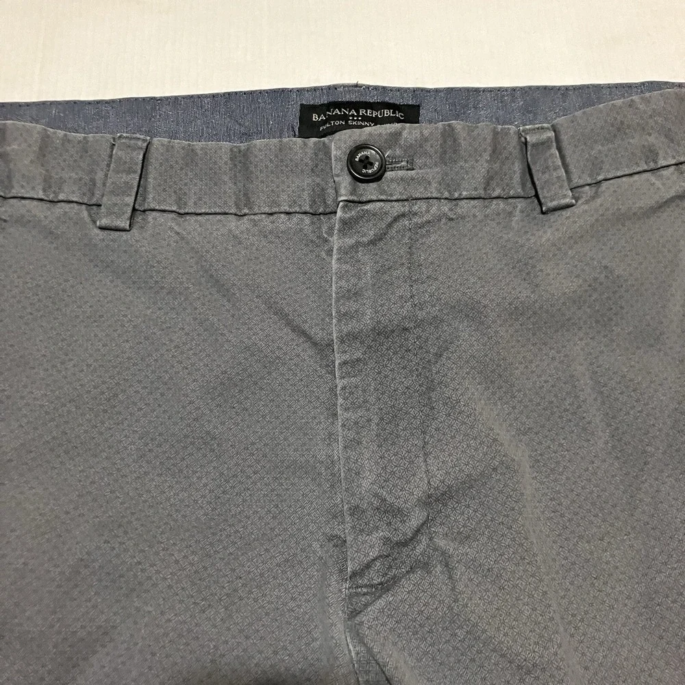 Banana Republic Fulton Pants Mens 36x32 Gray Stretch Skinny Chino Classic Cotton